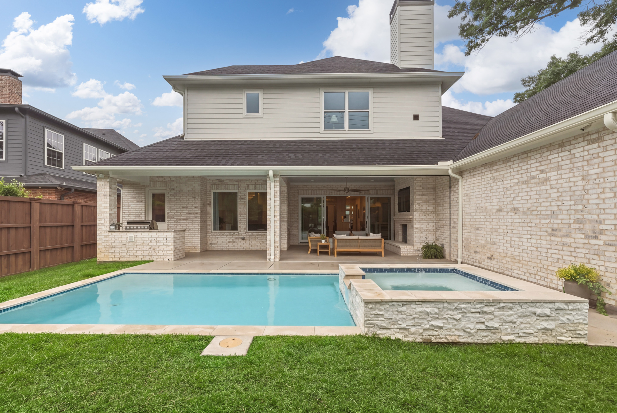 Rear elevation with pool